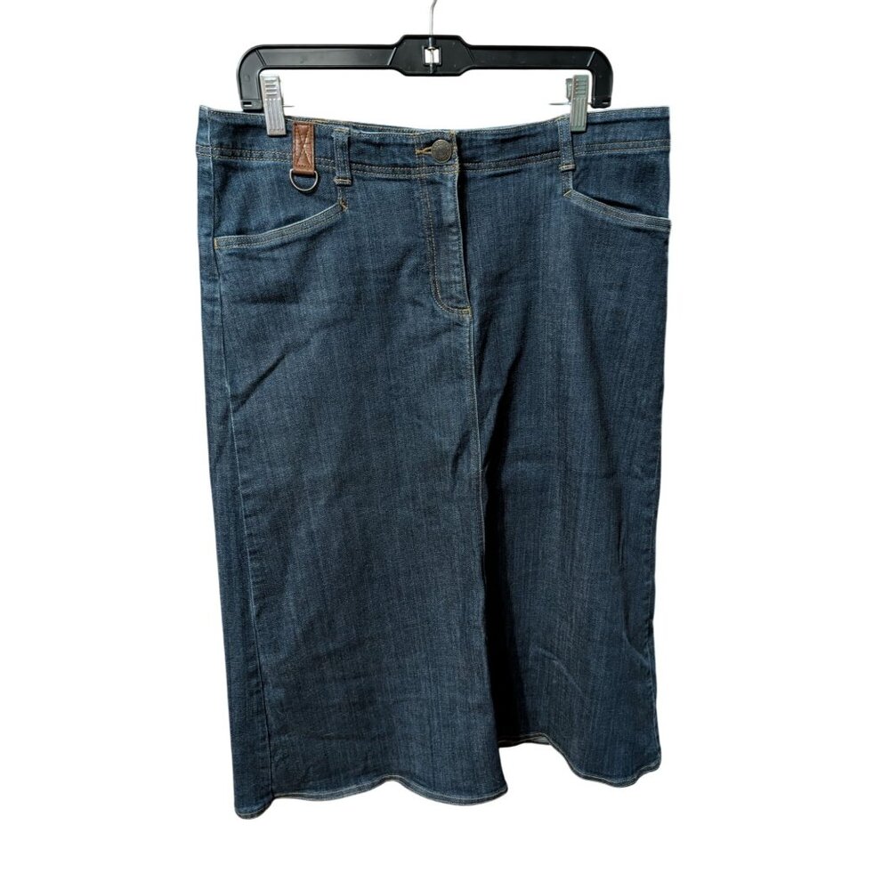 Lands End Womens Dark Wash Denim A-Line Skirt Size 12
